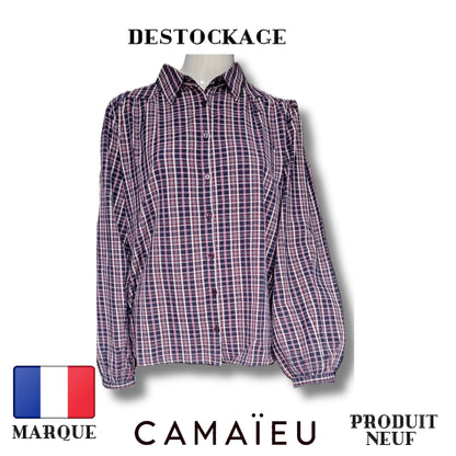 Camaïeu Blouse carreaux rayure - À Carreaux - Plusieurs Teintes - 100% Coton Royal Déstockage™