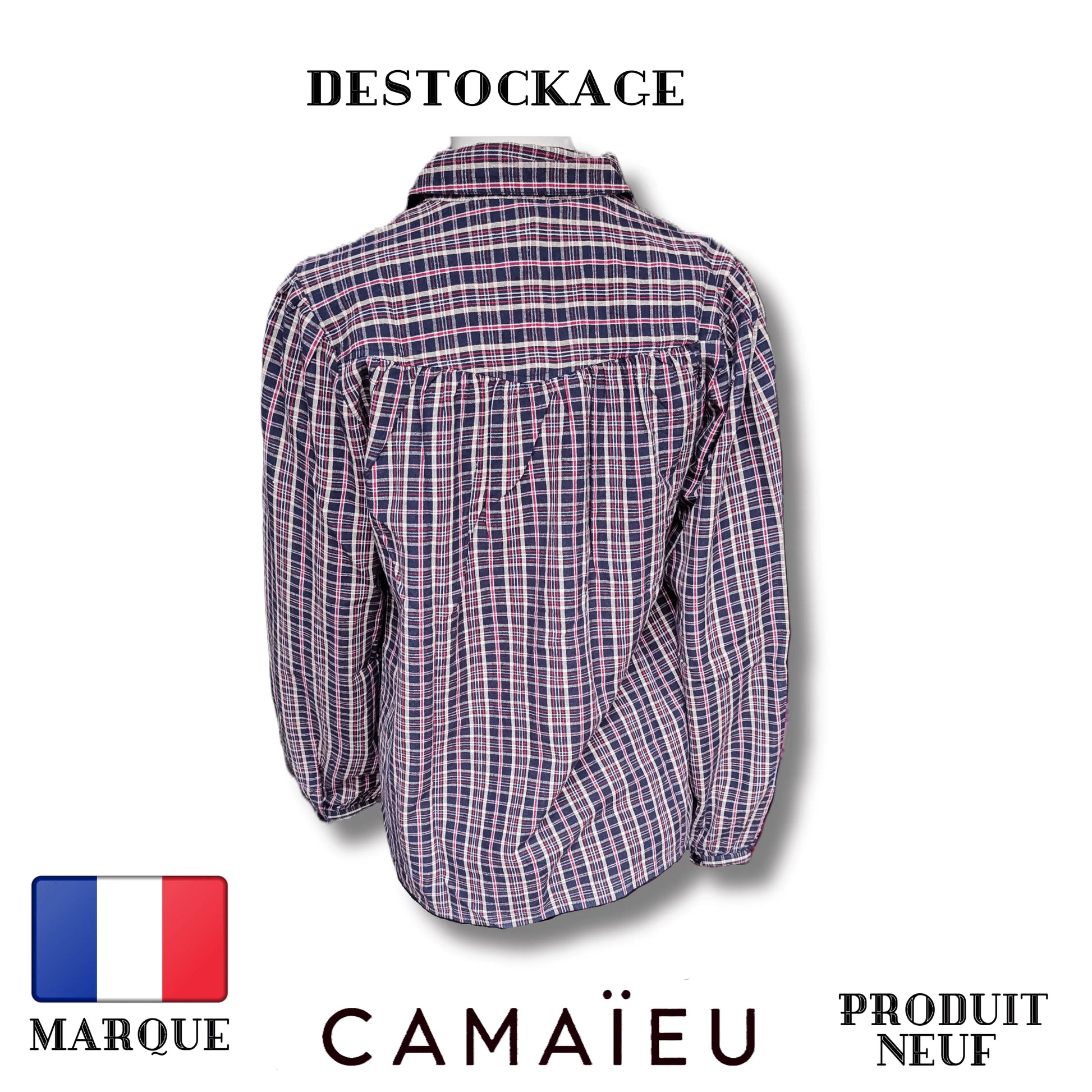 Camaïeu Blouse carreaux rayure - À Carreaux - Plusieurs Teintes - 100% Coton Royal Déstockage™