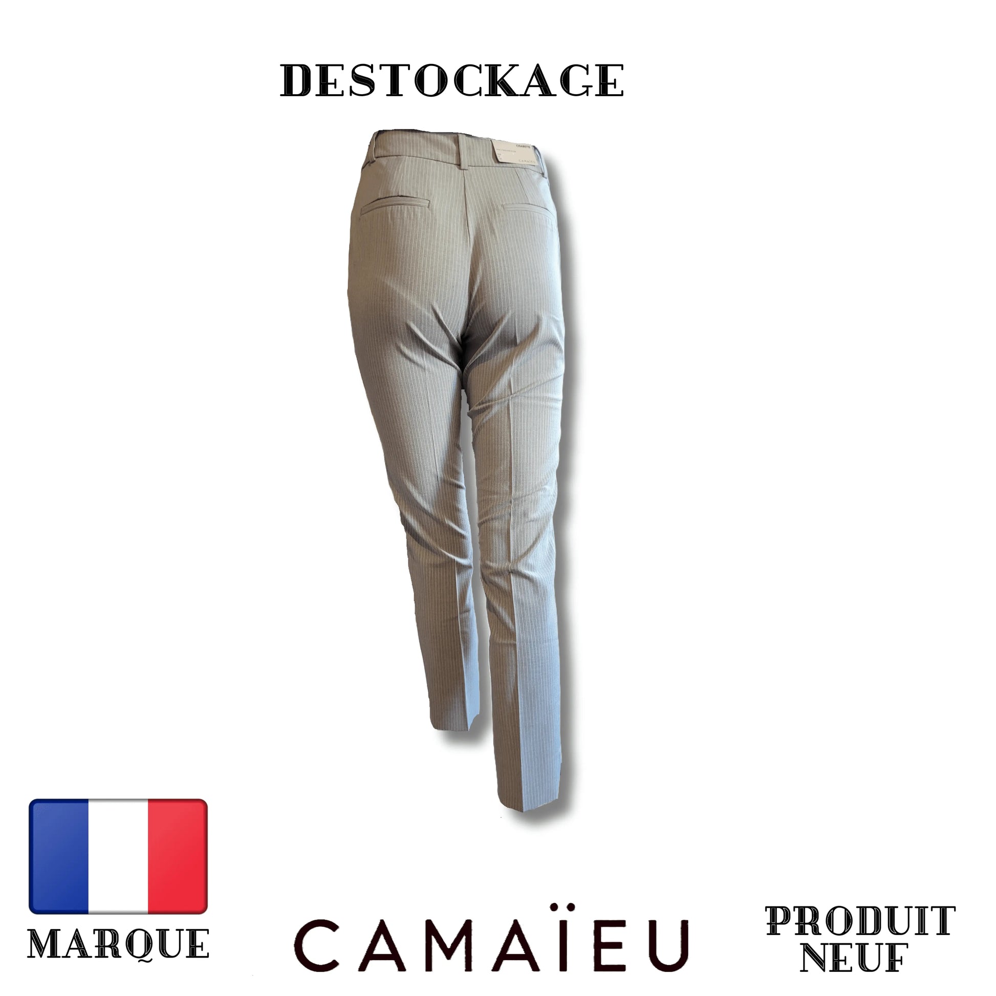 Pantalon Camaïeu gris à rayure