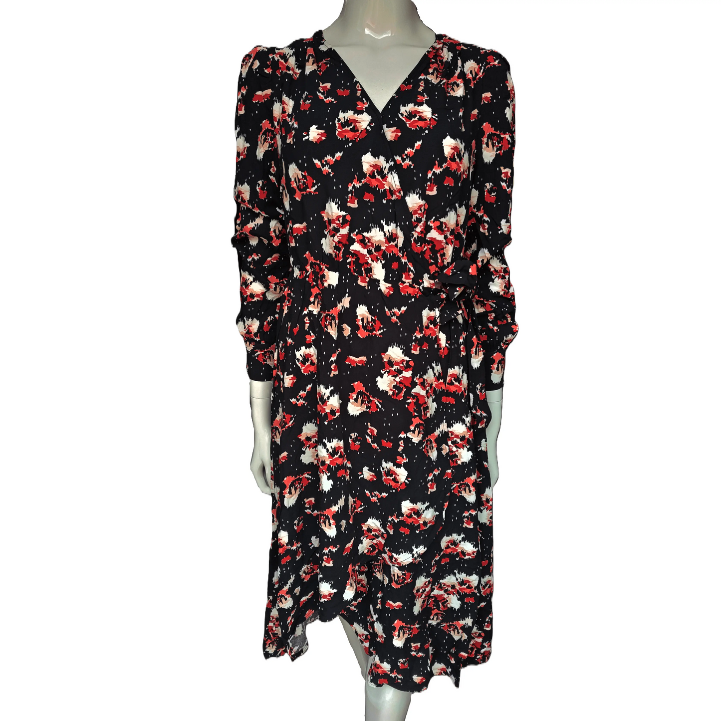 Robe Camaieu fleurie noire et rouge Royal Destockage