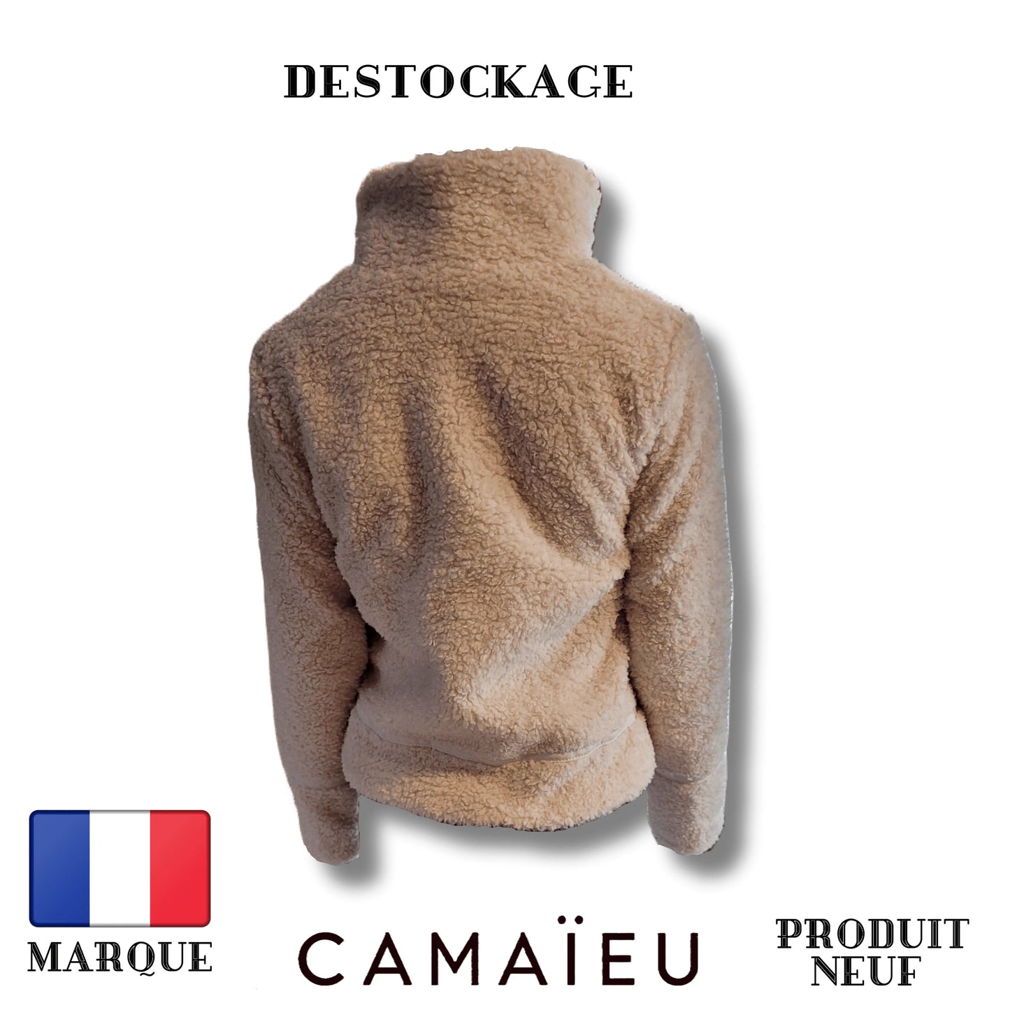 Veste Camaieu Manteau poche col roulé fermeture éclair zip 