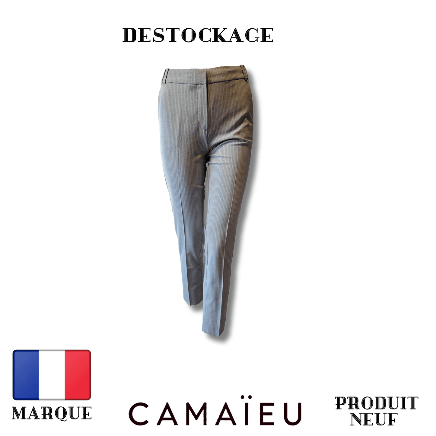 Camaïeu - Pantalon - Gris à Rayure - Royal Déstockage™