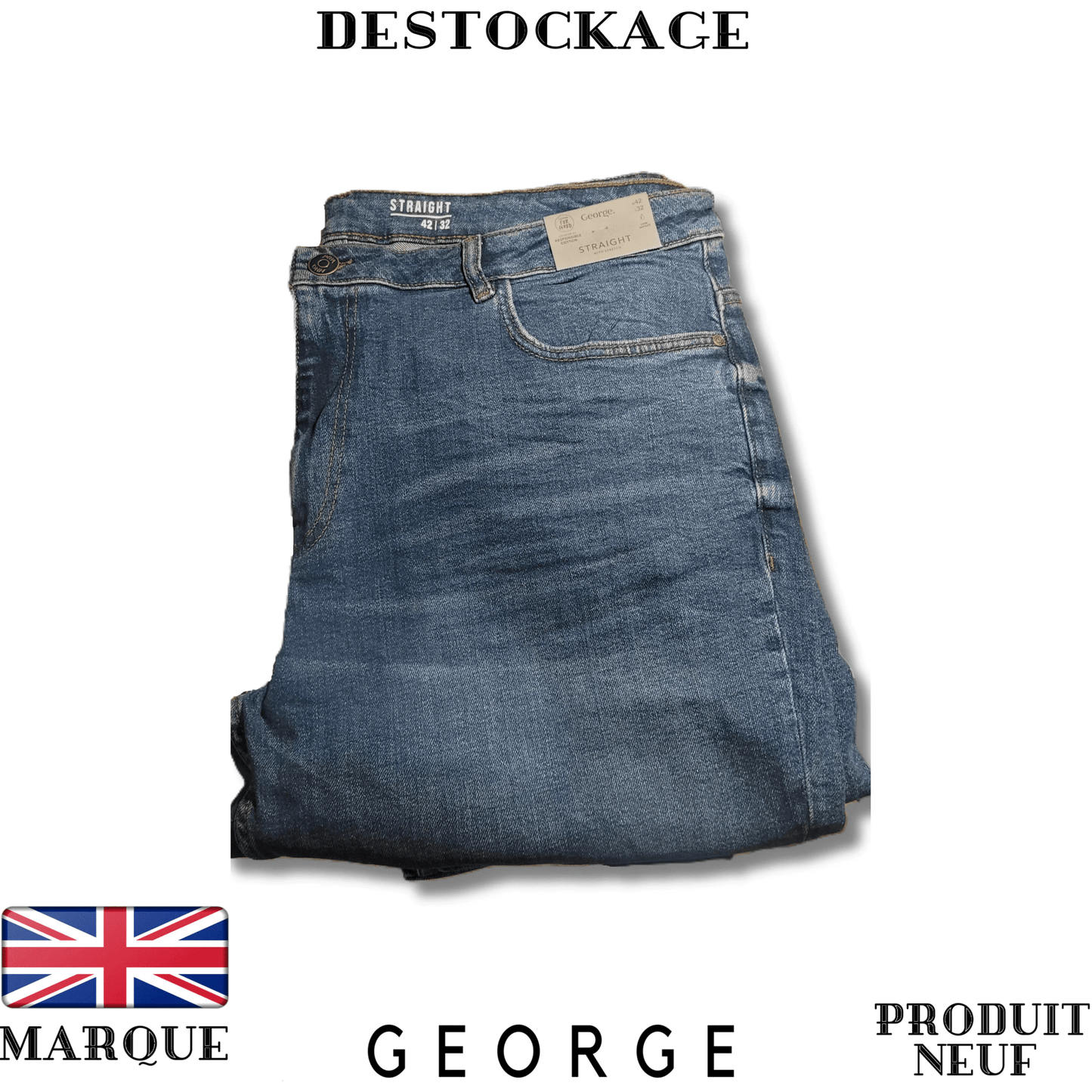 Jeans bleu George coupe droite pour homme - Royal Déstockage™