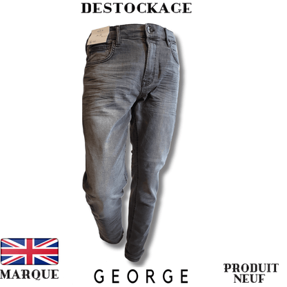 Jeans gris George coupe slim pour homme - Royal Déstockage™