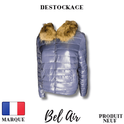 Veste bleue poudré Bel Air fourrure renard - Royal Déstockage™