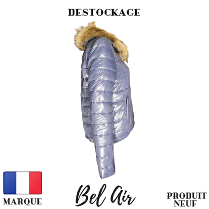 Veste bleue poudré Bel Air fourrure renard - Royal Déstockage™